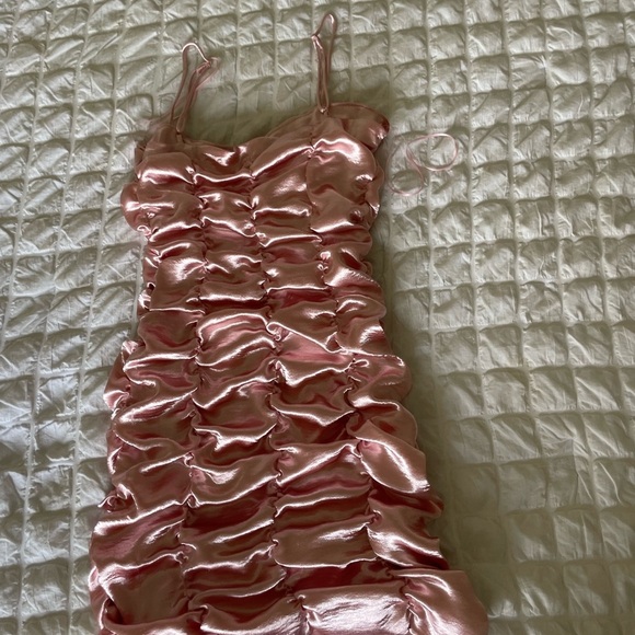 Urban Outfitters Pink Ruched Satin Dress - Picture 6 of 8